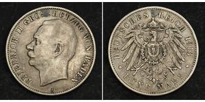 5 Mark 巴登大公國 (1806 - 1918) 銀 弗里德里希二世 (巴登)