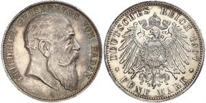 5 Mark 巴登大公國 (1806 - 1918) 銀 弗里德里希一世 (巴登)