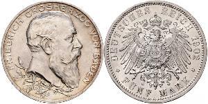5 Mark 德意志帝國 (1871 - 1918) / 巴登大公國 (1806 - 1918) 銀 弗里德里希一世 (巴登)