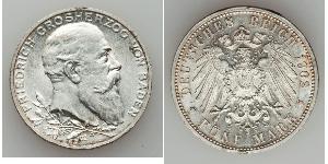 5 Mark 德意志帝國 (1871 - 1918) / 巴登大公國 (1806 - 1918) 銀 弗里德里希一世 (巴登)