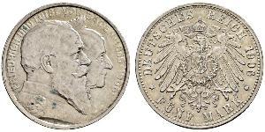 5 Mark 德意志帝國 (1871 - 1918) / 巴登大公國 (1806 - 1918) 銀 弗里德里希一世 (巴登)
