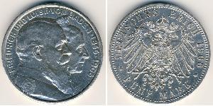 5 Mark 德意志帝國 (1871 - 1918) / 巴登大公國 (1806 - 1918) 銀 弗里德里希一世 (巴登)