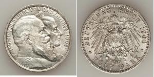 5 Mark 德意志帝國 (1871 - 1918) / 巴登大公國 (1806 - 1918) 銀 弗里德里希一世 (巴登)