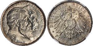 5 Mark 德意志帝國 (1871 - 1918) / 巴登大公國 (1806 - 1918) 銀 弗里德里希一世 (巴登)