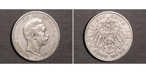 5 Mark 普魯士王國 (1701 - 1918) 銀 威廉二世 (德国)