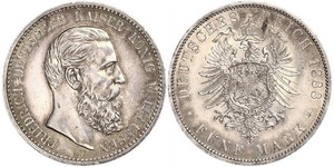 5 Mark 普魯士王國 (1701 - 1918) 銀 腓特烈三世 (德国)