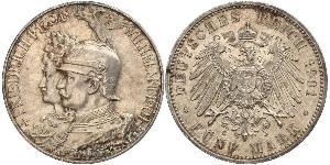5 Mark 普魯士王國 (1701 - 1918) 銀 威廉二世 (德国)