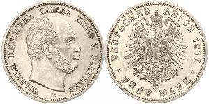 5 Mark 普魯士王國 (1701 - 1918) 銀 威廉一世 (德国)