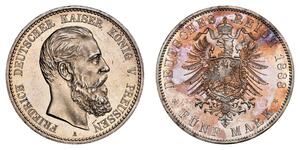 5 Mark 普魯士王國 (1701 - 1918) 銀 腓特烈三世 (德国)