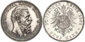 5 Mark 普魯士王國 (1701 - 1918) 銀 腓特烈三世 (德国)