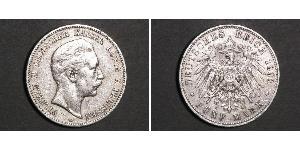 5 Mark 普魯士王國 (1701 - 1918) 銀 威廉二世 (德国)
