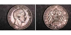 5 Mark 普魯士王國 (1701 - 1918) 銀 威廉二世 (德国)