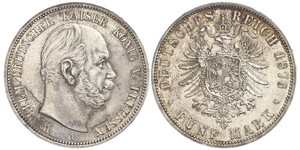 5 Mark 普魯士王國 (1701 - 1918) 銀 威廉一世 (德国)