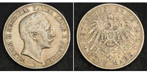 5 Mark 普魯士王國 (1701 - 1918) 銀 威廉二世 (德国)