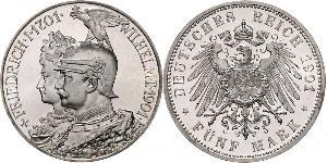 5 Mark 普魯士王國 (1701 - 1918) 銀 威廉二世 (德国)
