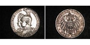 5 Mark 普魯士王國 (1701 - 1918) 銀 威廉二世 (德国)