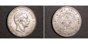 5 Mark 普魯士王國 (1701 - 1918) 銀 威廉二世 (德国)