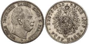 5 Mark 普魯士王國 (1701 - 1918) 銀 威廉一世 (德国)