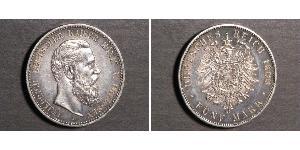 5 Mark 普魯士王國 (1701 - 1918) 銀 腓特烈三世 (德国)