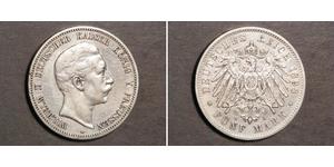 5 Mark 普魯士王國 (1701 - 1918) 銀 威廉二世 (德国)