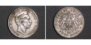 5 Mark 普魯士王國 (1701 - 1918) 銀 威廉二世 (德国)