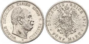 5 Mark 普魯士王國 (1701 - 1918) 銀 威廉一世 (德国)