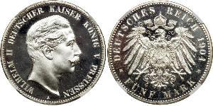 5 Mark 普魯士王國 (1701 - 1918) 銀 威廉二世 (德国)