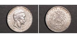 5 Mark 普魯士王國 (1701 - 1918) 銀 威廉二世 (德国)