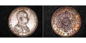 5 Mark 普魯士王國 (1701 - 1918) 銀 威廉二世 (德国)