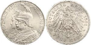5 Mark 普魯士王國 (1701 - 1918) 銀 威廉二世 (德国)