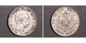 5 Mark 普魯士王國 (1701 - 1918) 銀 威廉二世 (德国)