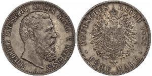 5 Mark 普魯士王國 (1701 - 1918) 銀 腓特烈三世 (德国)