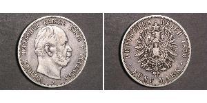 5 Mark 普魯士王國 (1701 - 1918) 銀 威廉一世 (德国)