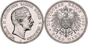 5 Mark 普魯士王國 (1701 - 1918) 銀 威廉二世 (德国)