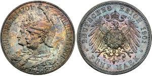 5 Mark 普魯士王國 (1701 - 1918) 銀 威廉二世 (德国)