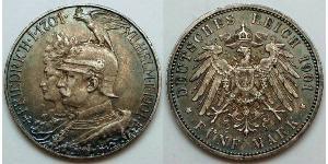 5 Mark 普魯士王國 (1701 - 1918) 銀 威廉二世 (德国)
