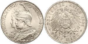 5 Mark 普魯士王國 (1701 - 1918) 銀 威廉二世 (德国)