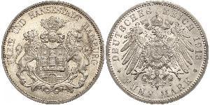 5 Mark 德意志帝國 (1871 - 1918) / 汉堡 銀 