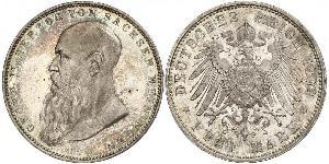 5 Mark 萨克森-迈宁根 (1680 - 1918) 銀 Georg II, Duke of Saxe-Meiningen
