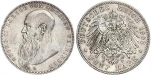 5 Mark 萨克森-迈宁根 (1680 - 1918) 銀 Georg II, Duke of Saxe-Meiningen