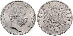 5 Mark 萨克森王国 (1806 - 1918) 銀 阿尔贝特 (萨克森)