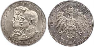 5 Mark 萨克森王国 (1806 - 1918) 銀 弗里德里希·奥古斯特三世 (萨克森国王)