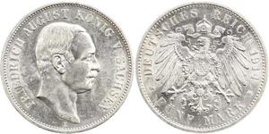 5 Mark 萨克森王国 (1806 - 1918) 銀 弗里德里希·奥古斯特三世 (萨克森国王)