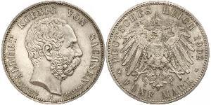 5 Mark 萨克森王国 (1806 - 1918) 銀 阿尔贝特 (萨克森)