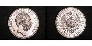 5 Mark 萨克森王国 (1806 - 1918) 銀 阿尔贝特 (萨克森)
