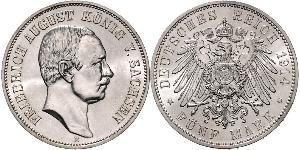 5 Mark 萨克森王国 (1806 - 1918) 銀 弗里德里希·奥古斯特三世 (萨克森国王)