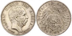 5 Mark 萨克森王国 (1806 - 1918) 銀 阿尔贝特 (萨克森)