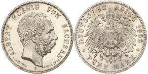5 Mark 萨克森王国 (1806 - 1918) 銀 阿尔贝特 (萨克森)