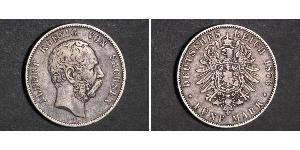 5 Mark 萨克森王国 (1806 - 1918) 銀 阿尔贝特 (萨克森)