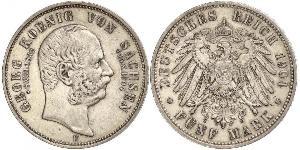 5 Mark 萨克森王国 (1806 - 1918) 銀 格奥尔格 (萨克森)